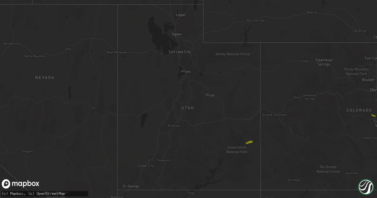 Hail map in Utah on August 26, 2025