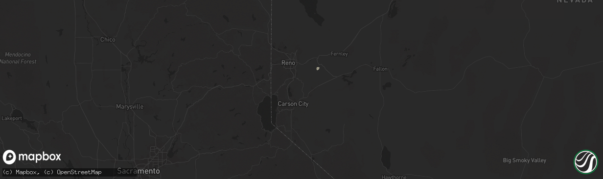Hail map in Virginia City, NV on August 26, 2025