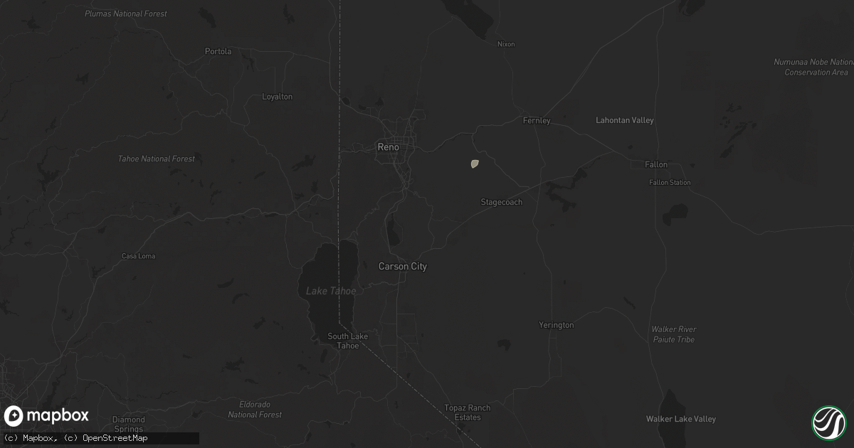 Hail map in Virginia City, NV on August 26, 2025