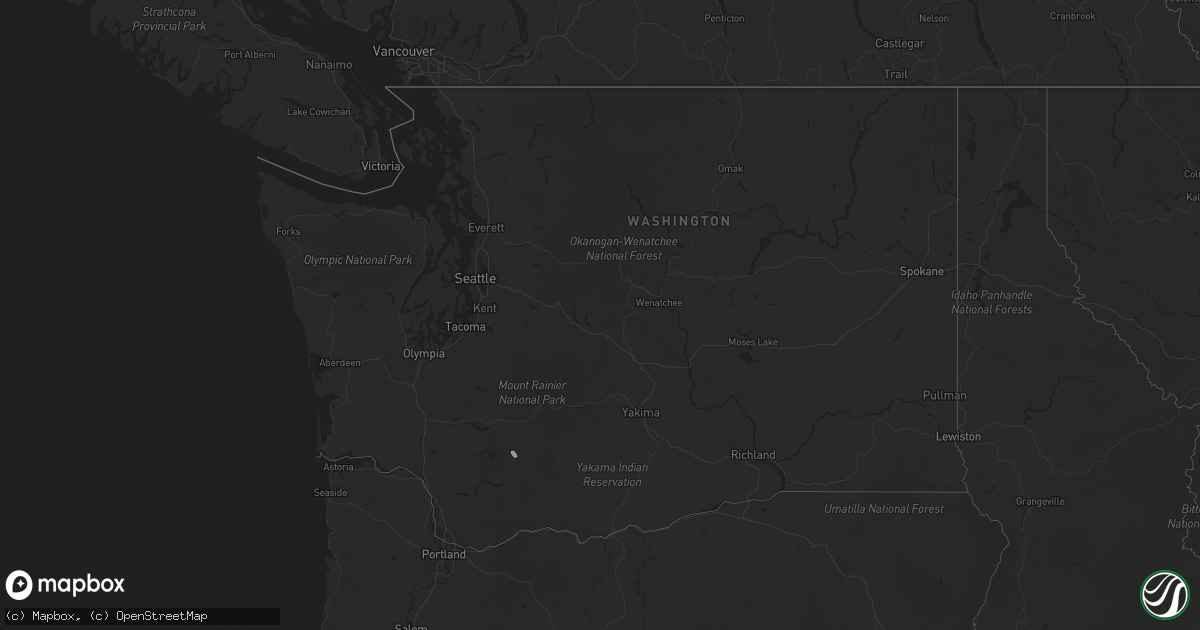 Hail map in Washington on August 26, 2025