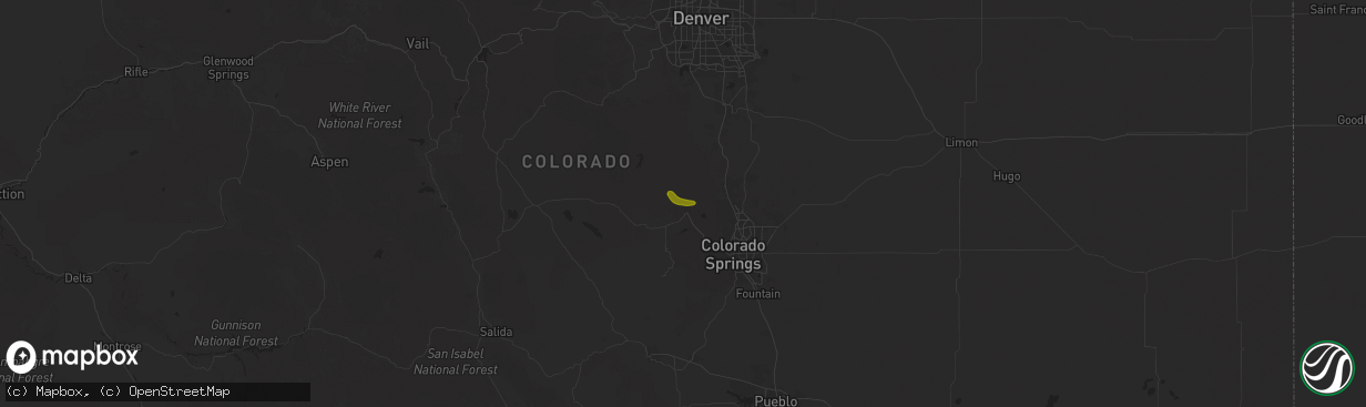 Hail map in Woodland Park, CO on August 26, 2025