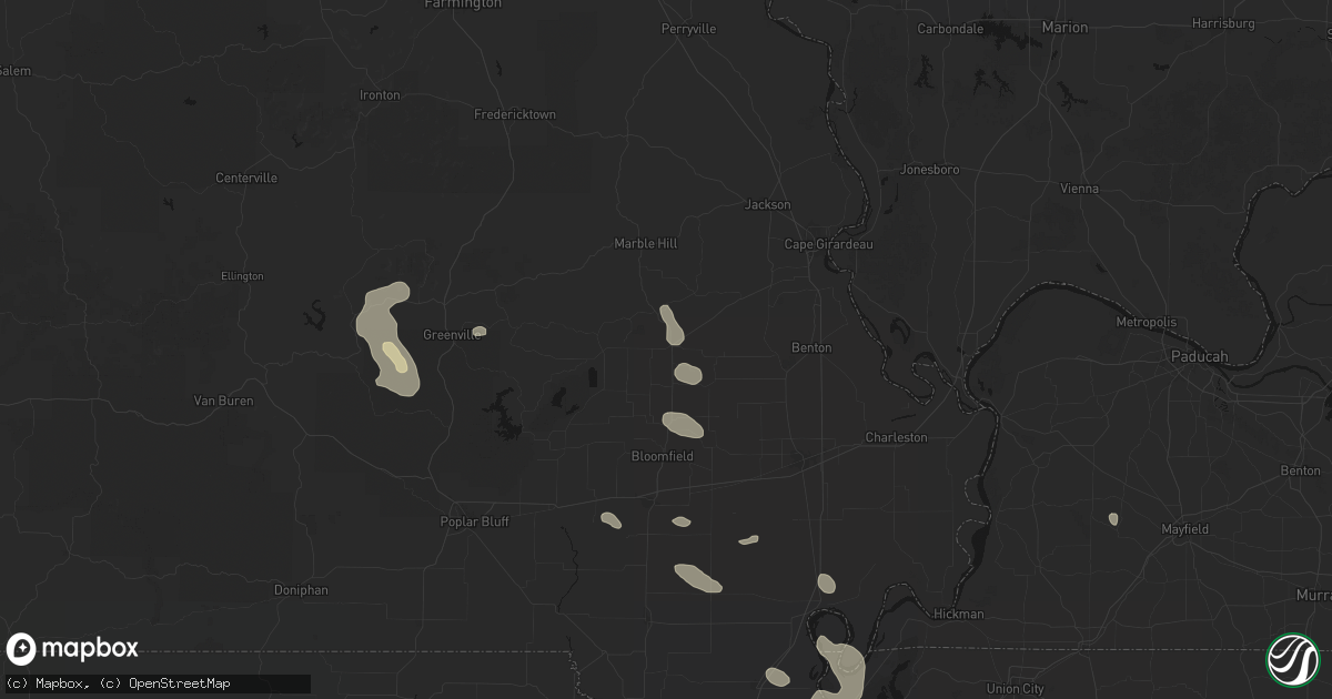 Hail map in Advance, MO on August 26, 2026