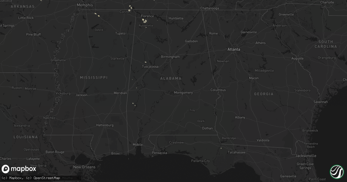Hail map in Alabama on August 26, 2026