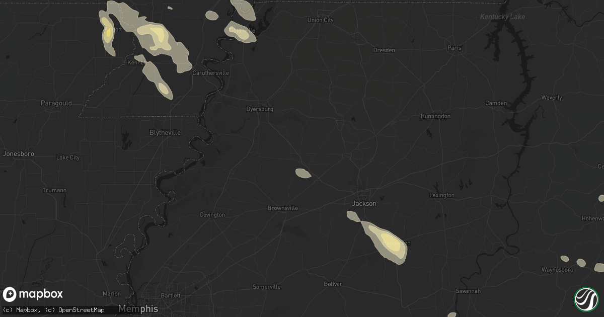 Hail map in Alamo, TN on August 26, 2026