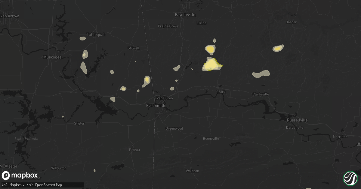 Hail map in Alma, AR on August 26, 2026