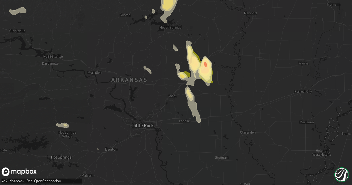 Hail map in Austin, AR on August 26, 2026
