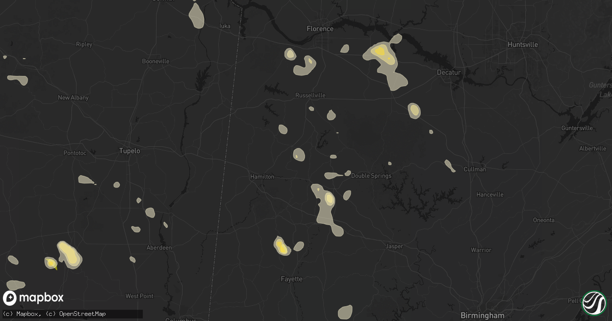Hail map in Bear Creek, AL on August 26, 2026
