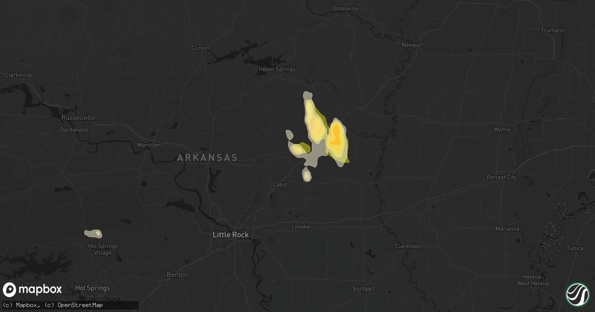 Hail map in Beebe, AR on August 26, 2026