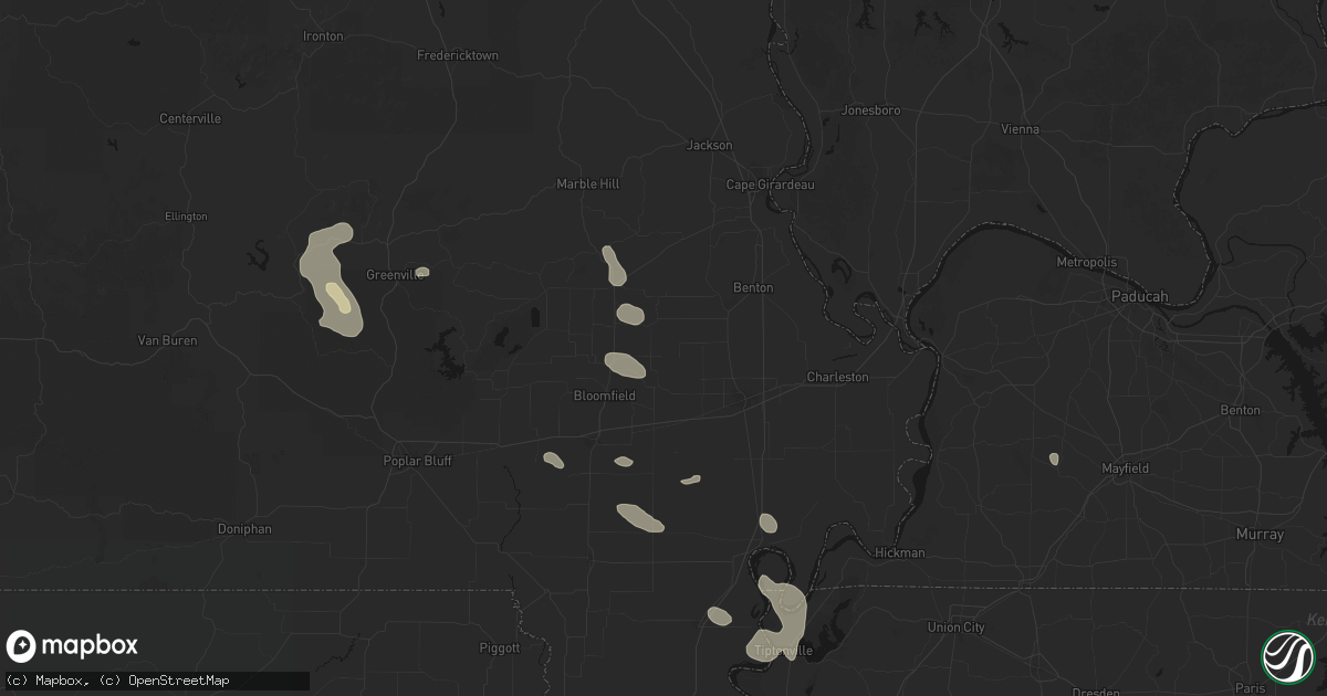 Hail map in Bell City, MO on August 26, 2026