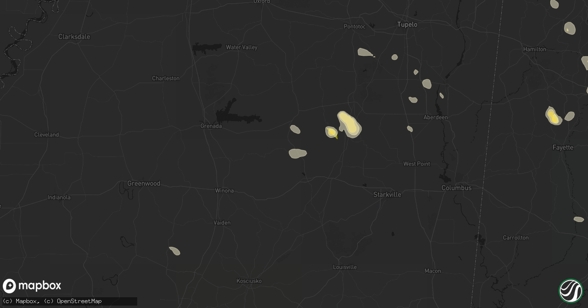 Hail map in Bellefontaine, MS on August 26, 2026