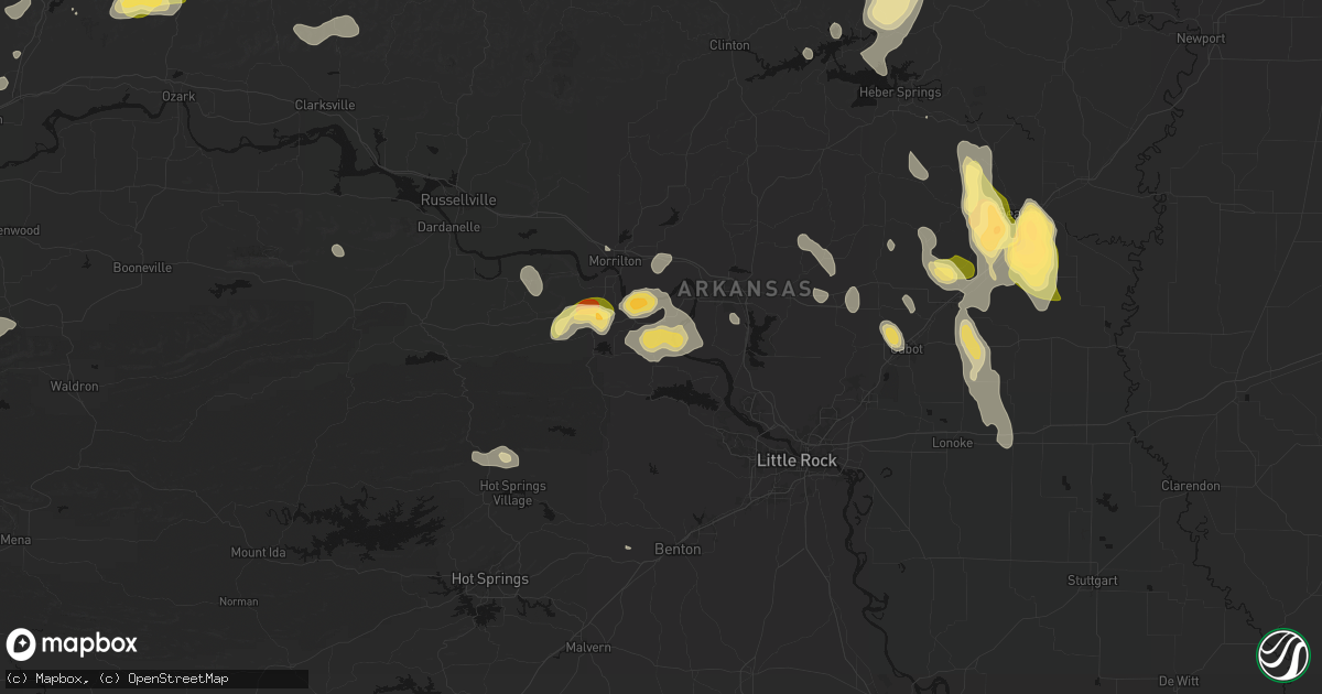 Hail map in Bigelow, AR on August 26, 2026
