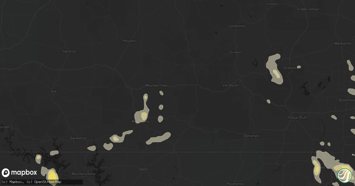 Hail map in Birch Tree, MO on August 26, 2026
