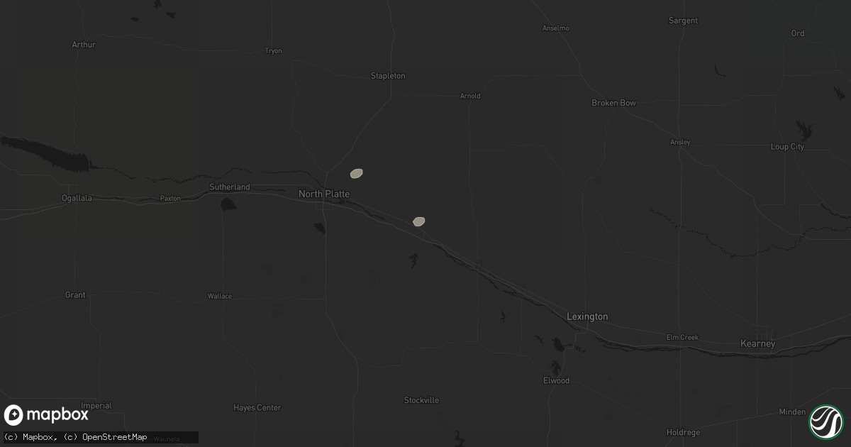 Hail map in Brady, NE on August 26, 2026