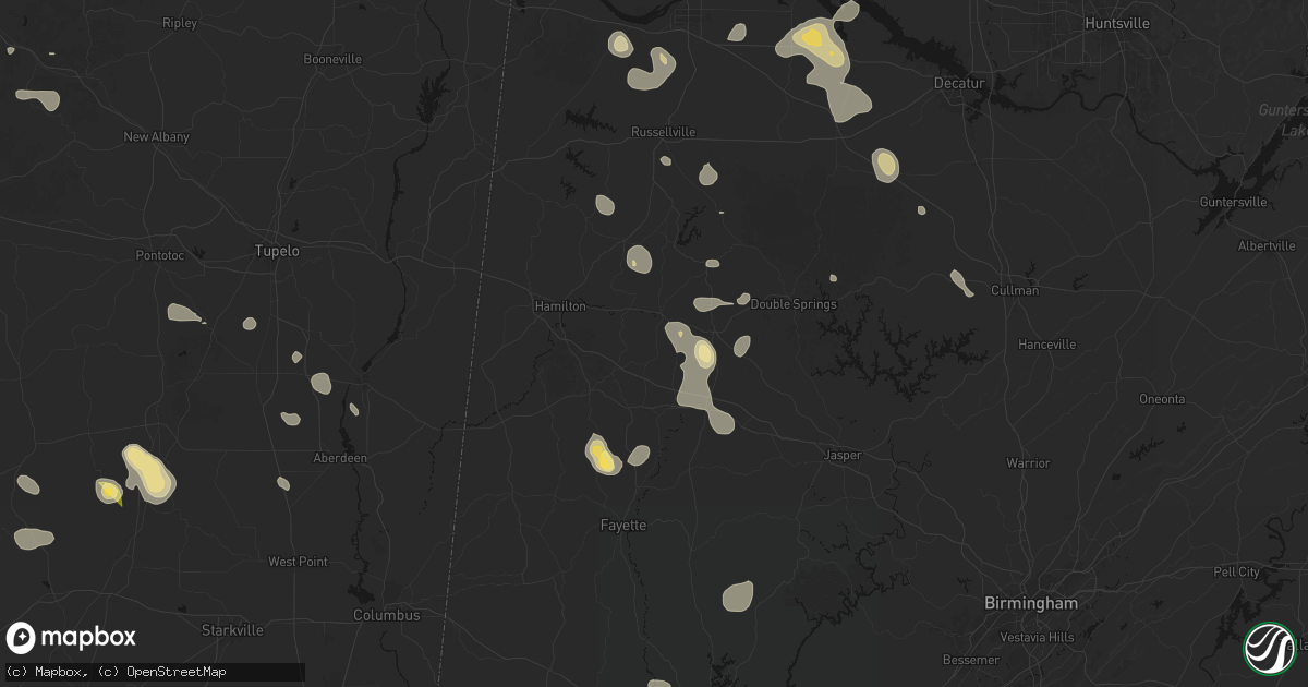Hail map in Brilliant, AL on August 26, 2026