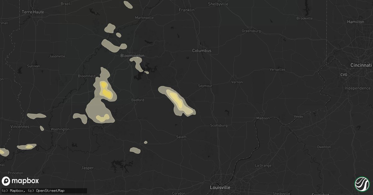 Hail map in Brownstown, IN on August 26, 2026