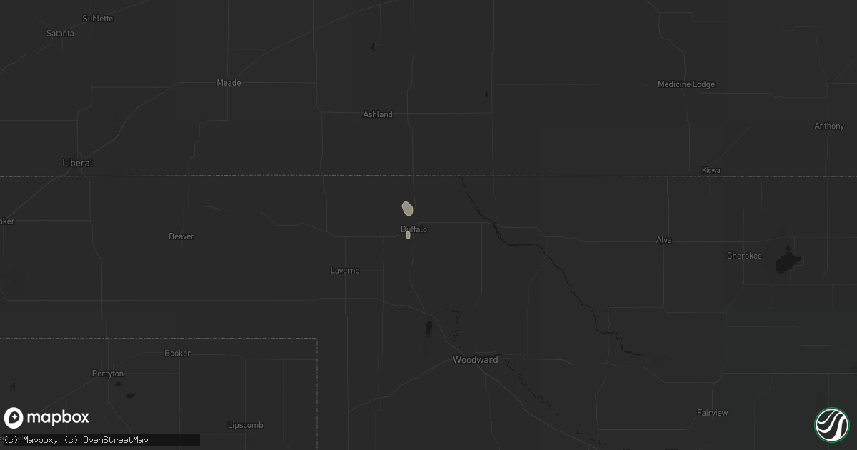 Hail map in Buffalo, OK on August 26, 2026