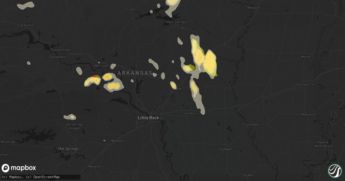 Hail map in Cabot, AR on August 26, 2026