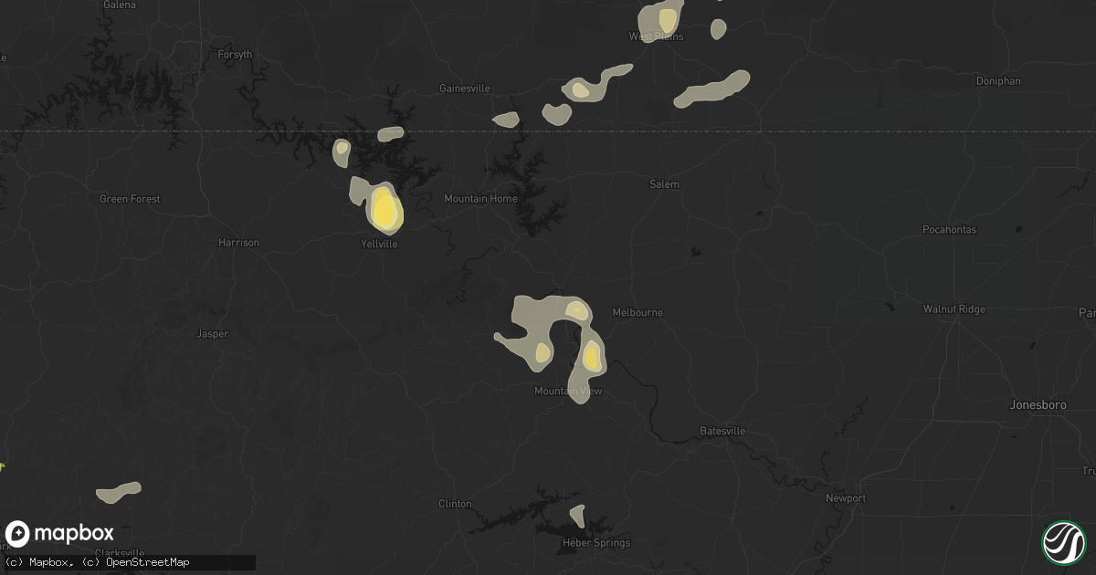 Hail map in Calico Rock, AR on August 26, 2026