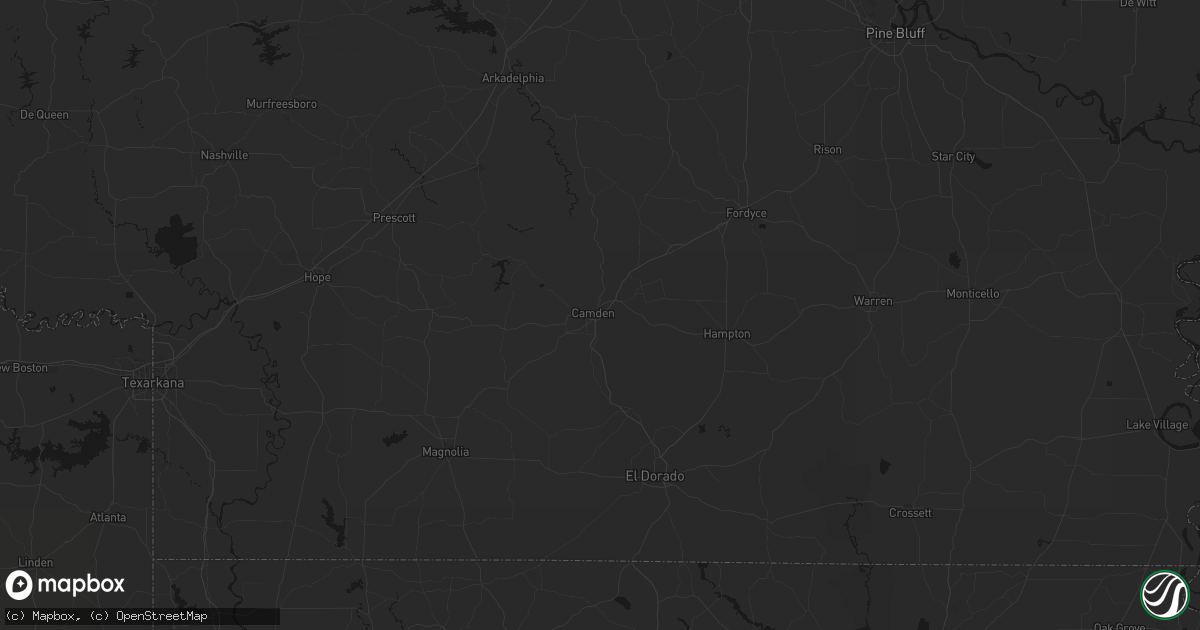 Hail map in Camden, AR on August 26, 2026