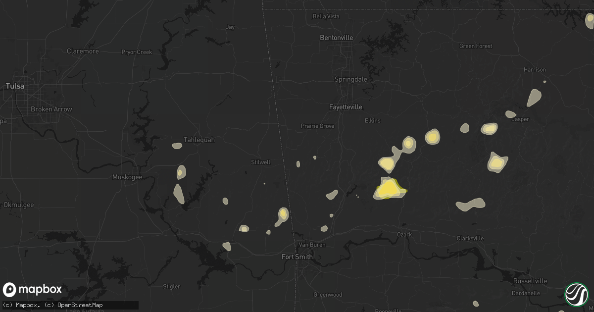 Hail map in Canehill, AR on August 26, 2026