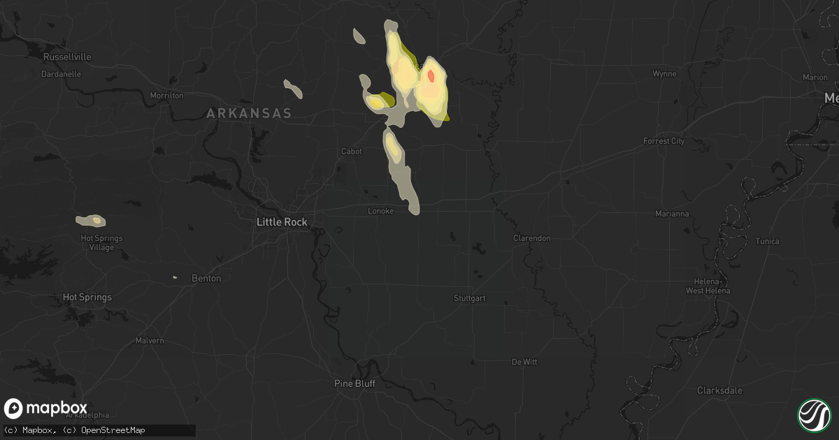 Hail map in Carlisle, AR on August 26, 2026