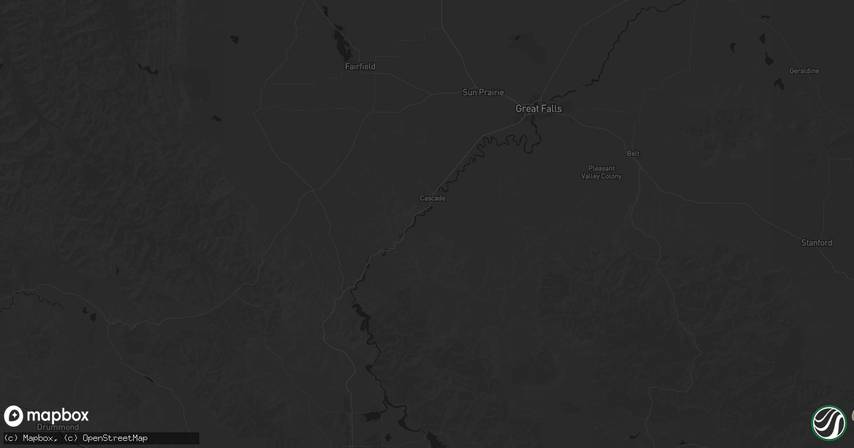 Hail map in Cascade, MT on August 26, 2026