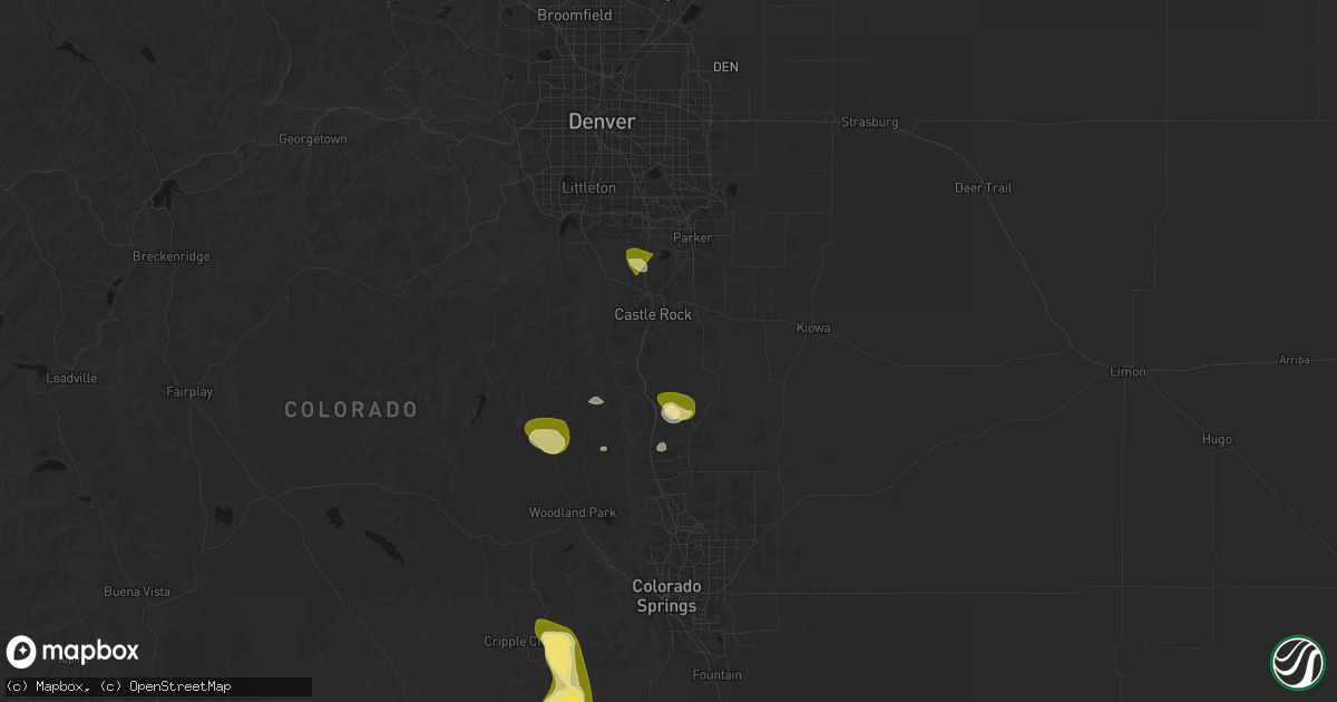 Hail map in Castle Rock, CO on August 26, 2026