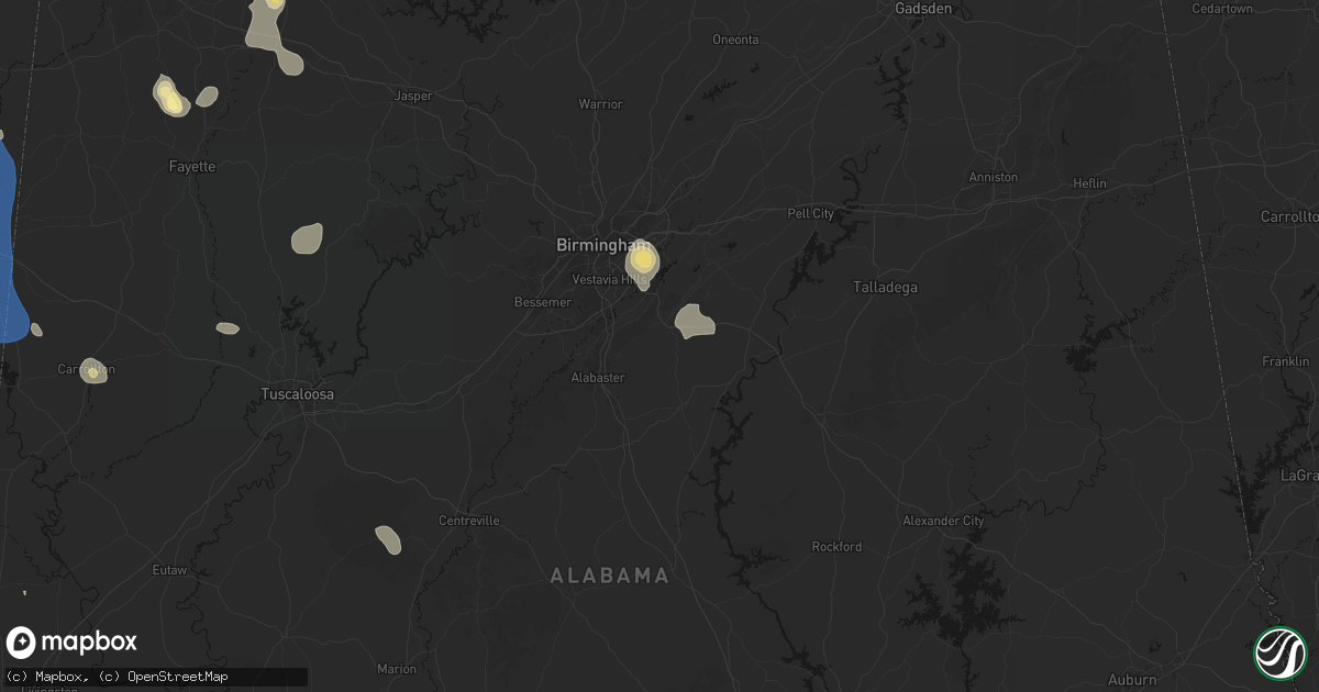 Hail map in Chelsea, AL on August 26, 2026