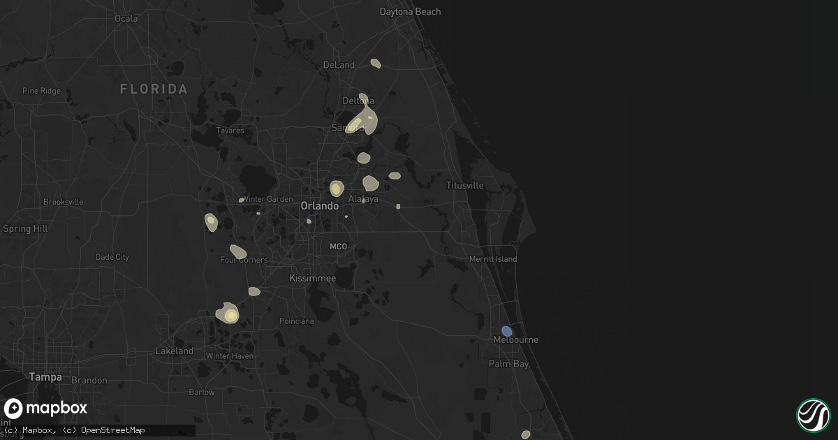 Hail map in Christmas, FL on August 26, 2026