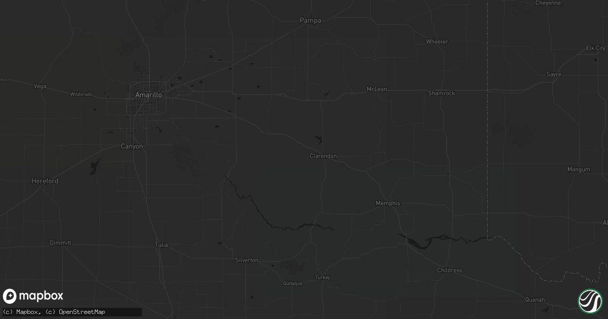 Hail map in Clarendon, TX on August 26, 2026