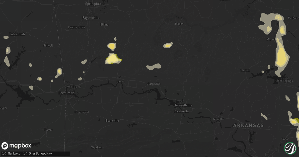 Hail map in Clarksville, AR on August 26, 2026