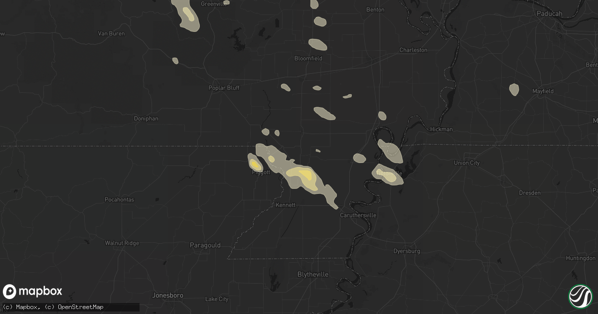 Hail map in Clarkton, MO on August 26, 2026
