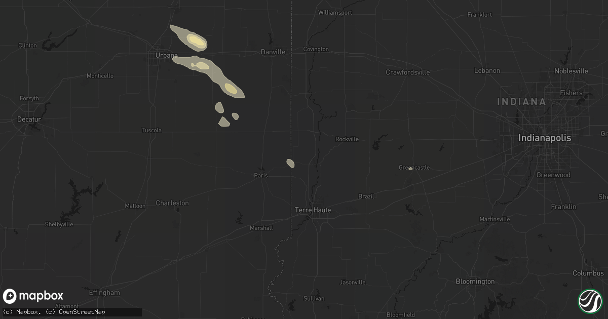 Hail map in Clinton, IN on August 26, 2026
