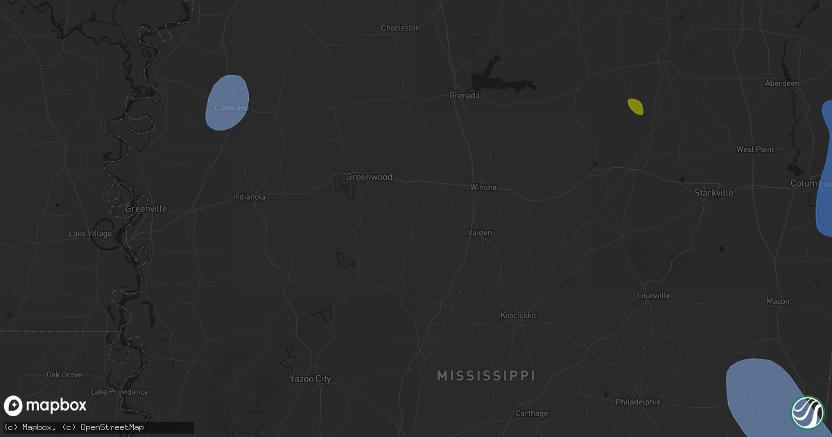Hail map in Coila, MS on August 26, 2026