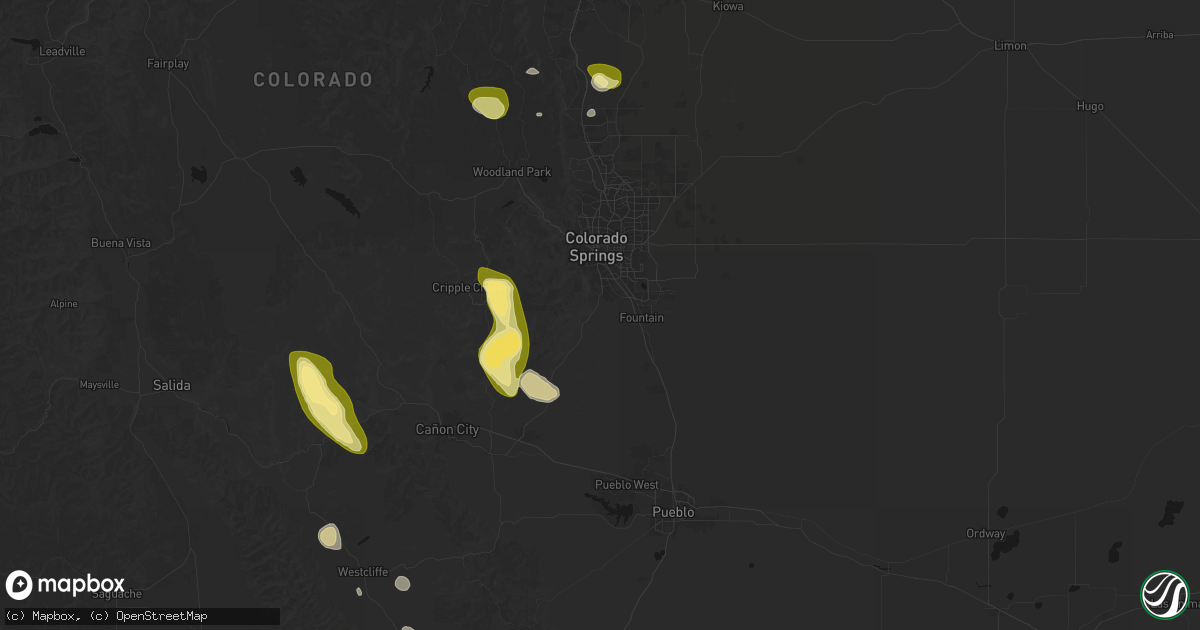 Hail map in Colorado Springs, CO on August 26, 2026