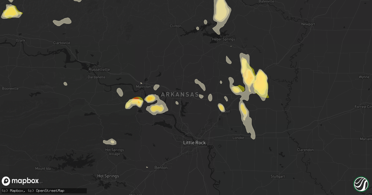 Hail map in Conway, AR on August 26, 2026