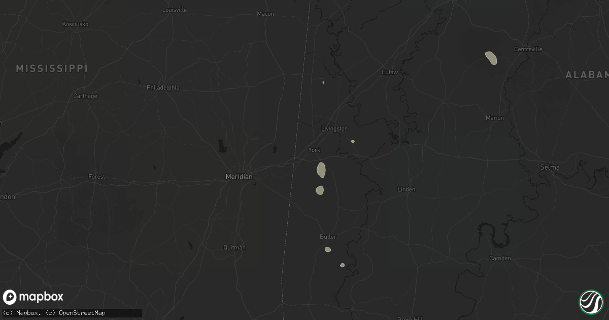 Hail map in Cuba, AL on August 26, 2026