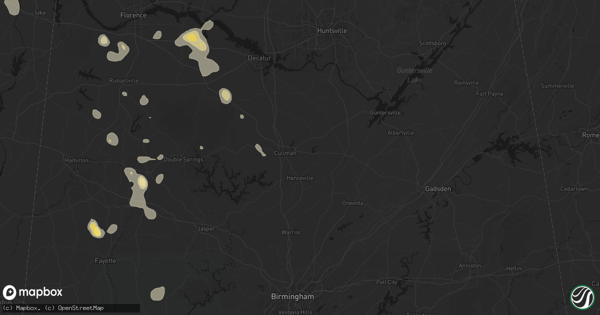 Hail map in Cullman, AL on August 26, 2026