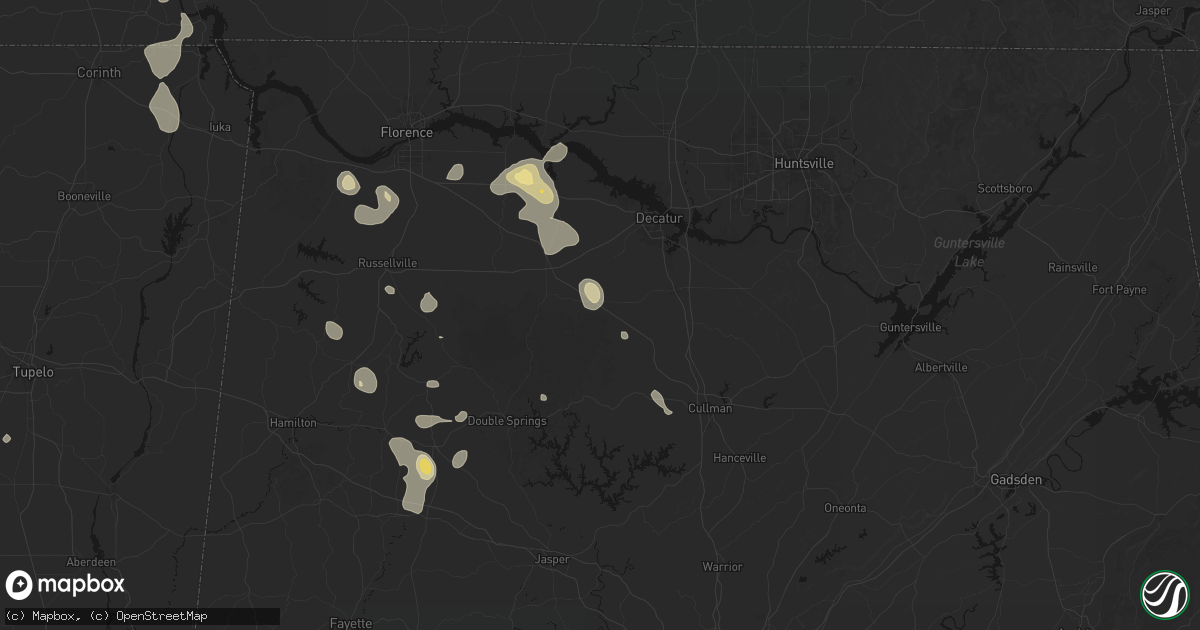 Hail map in Danville, AL on August 26, 2026