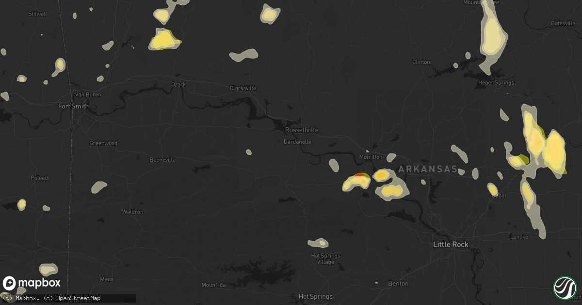 Hail map in Dardanelle, AR on August 26, 2026