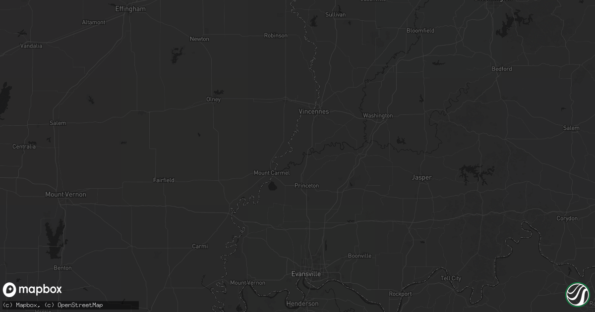 Hail map in Decker, IN on August 26, 2026