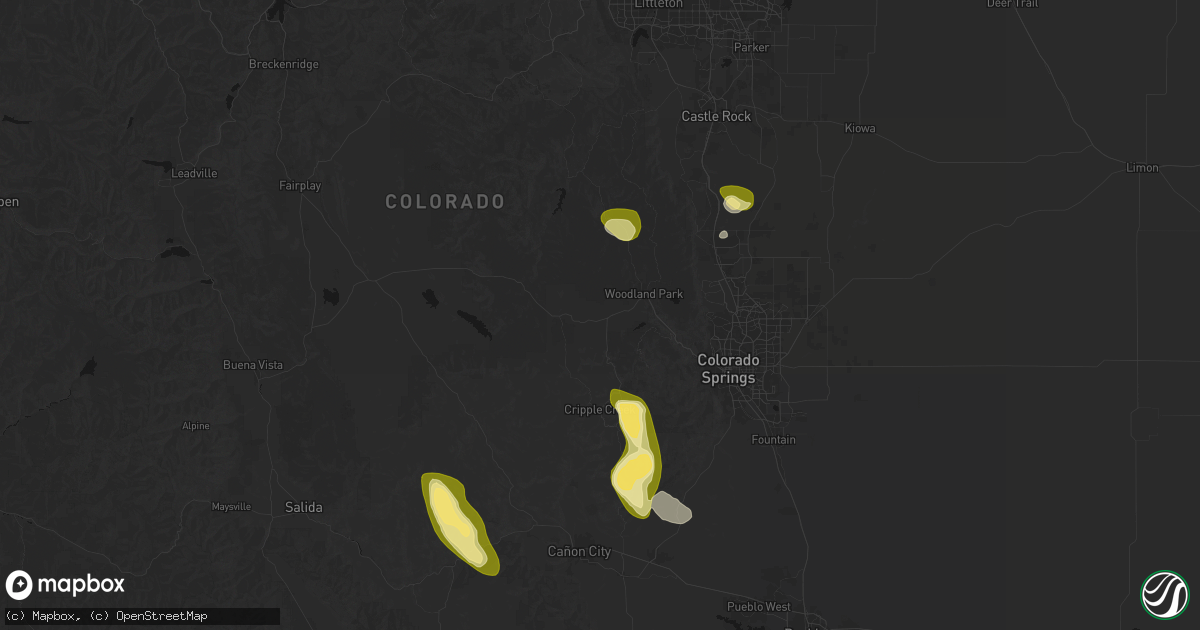 Hail map in Divide, CO on August 26, 2026