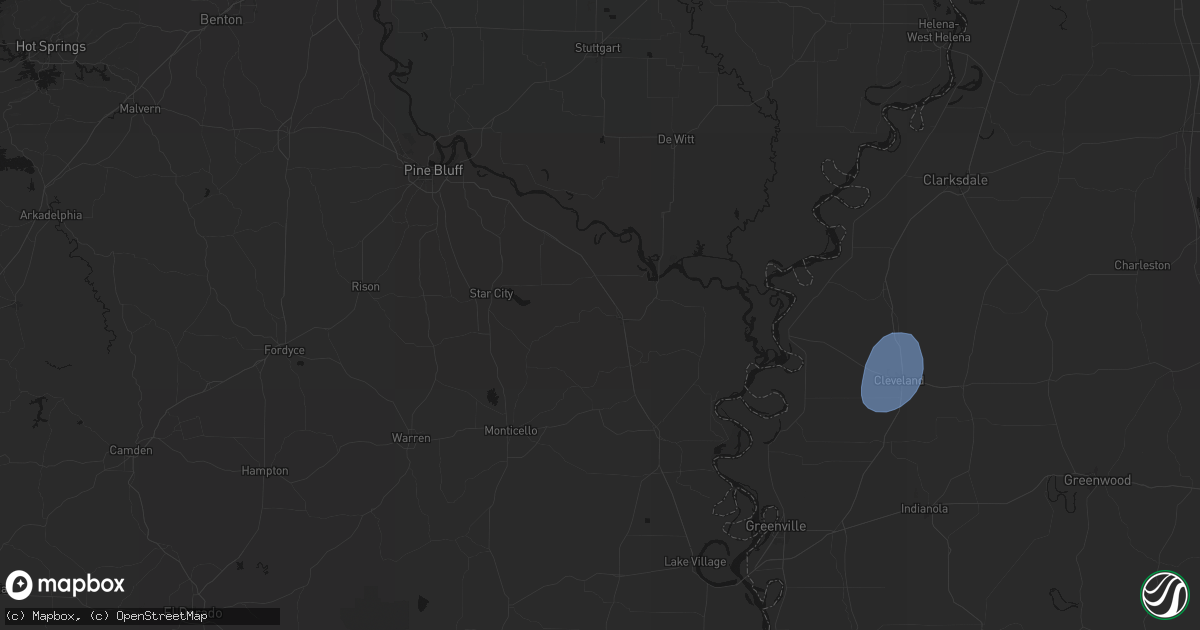 Hail map in Dumas, AR on August 26, 2026