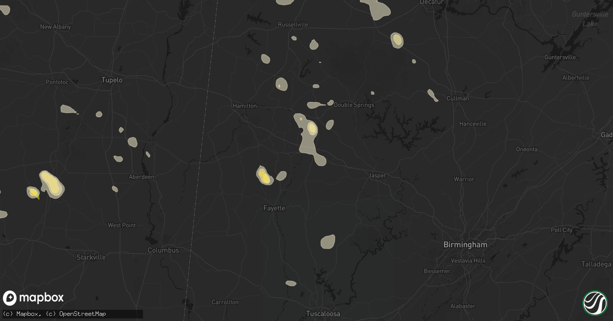 Hail map in Eldridge, AL on August 26, 2026