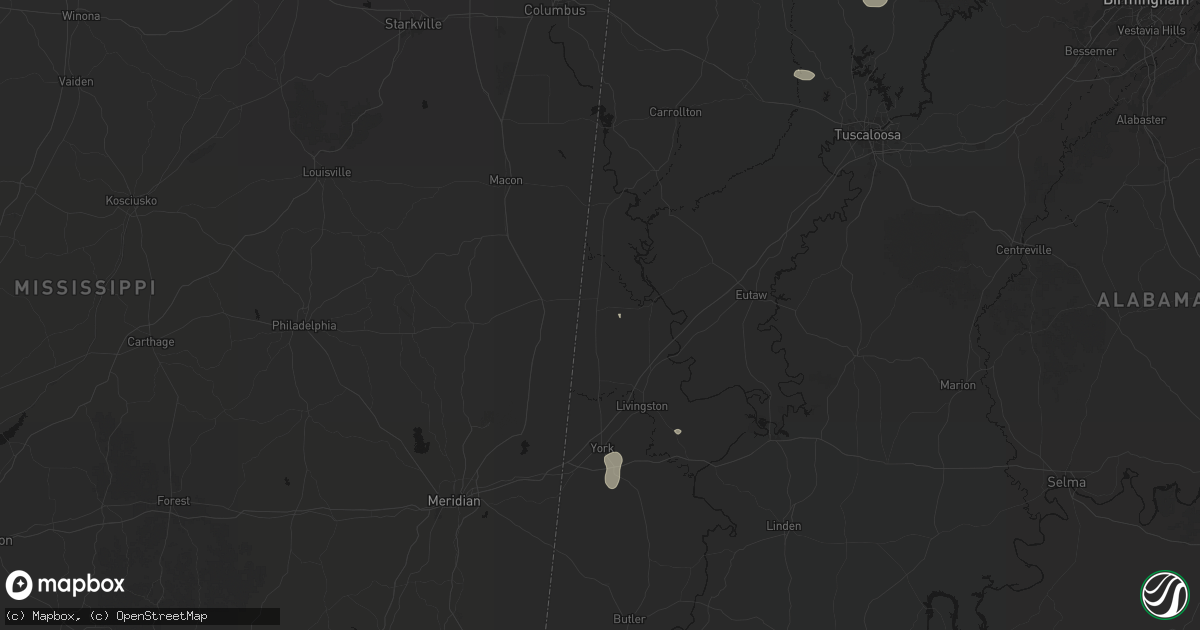 Hail map in Emelle, AL on August 26, 2026