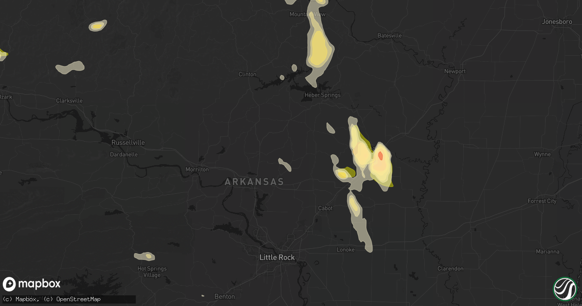 Hail map in Enola, AR on August 26, 2026