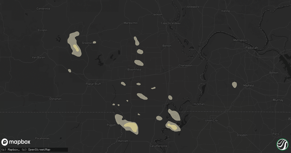 Hail map in Essex, MO on August 26, 2026