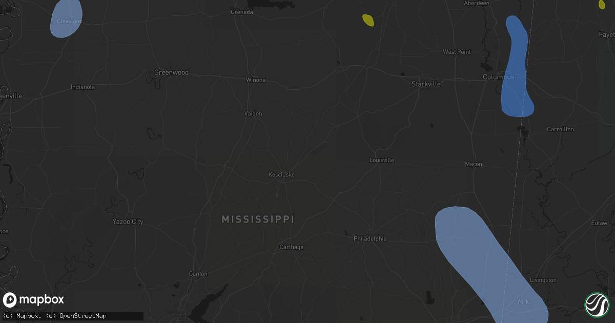 Hail map in Ethel, MS on August 26, 2026
