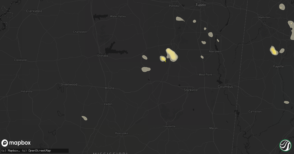 Hail map in Eupora, MS on August 26, 2026