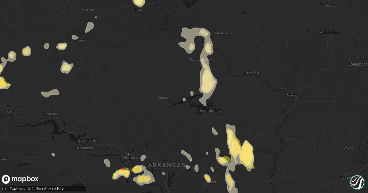 Hail map in Fairfield Bay, AR on August 26, 2026
